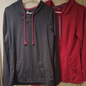 2 Roots Charcoal and Crimson Hoodies, Womens L BUNDLE OF 2